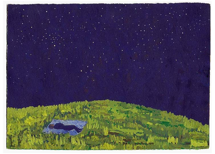 LES PLUS BELLES HEURES- Aout - 1995 - gouache / papier 25,5x19 cm - Série autobiographique "Les (…)