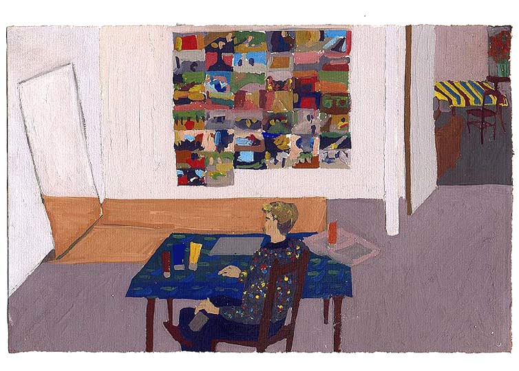 LES PLUS BELLES HEURES- Octobre -1990 - gouache / papier 25,5x19 cm - Série autobiographique (…)