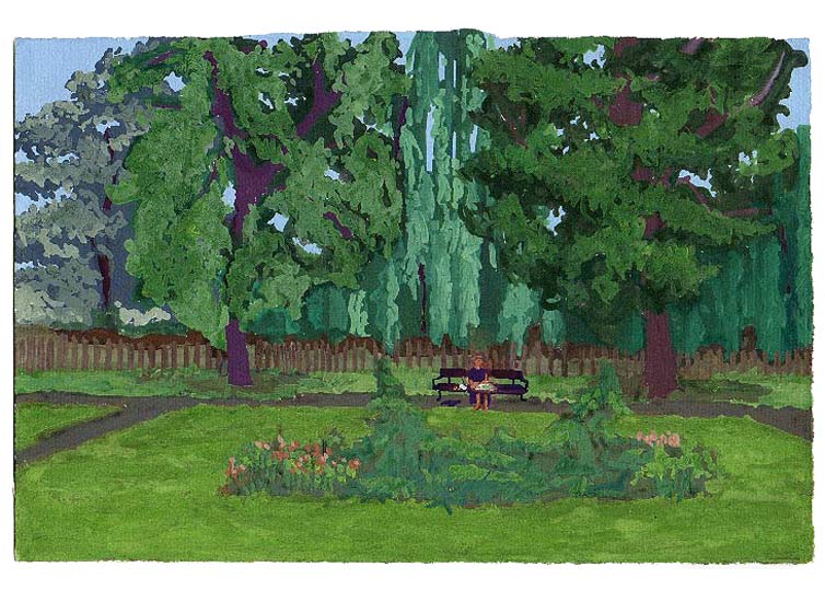 LES PLUS BELLES HEURES- Aout - 1991 - gouache / papier 25,5x19 cm - Série autobiographique "Les (…)