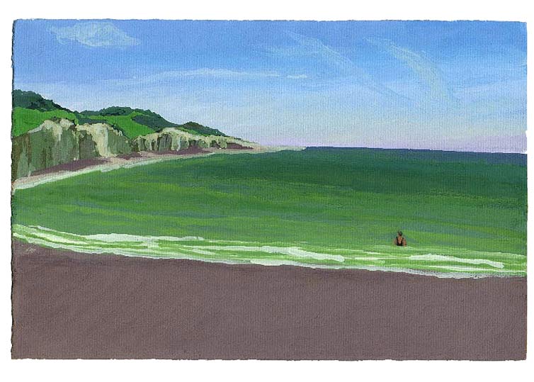 LES PLUS BELLES HEURES- Aout - 1991 - gouache / papier 25,5x19 cm - Série autobiographique "Les (…)