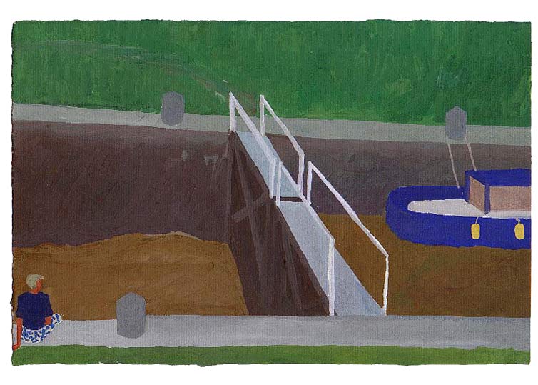 LES PLUS BELLES HEURES- Aout - 1991 - gouache / papier 25,5x19 cm - Série autobiographique "Les (…)