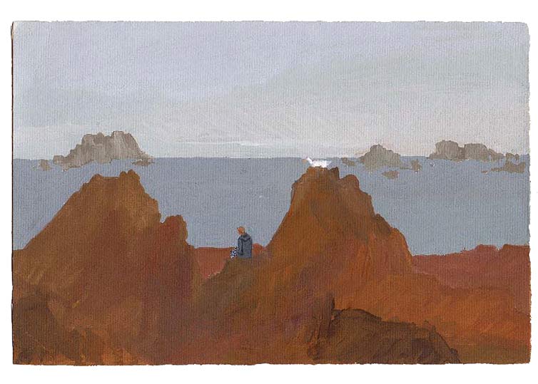 LES PLUS BELLES HEURES- Aout - 1991 - gouache / papier 25,5x19 cm - Série autobiographique "Les (…)