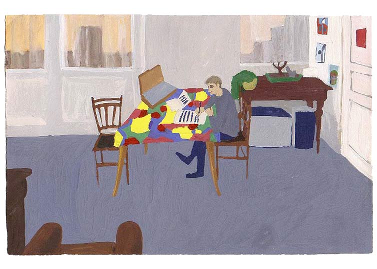 LES PLUS BELLES HEURES- Février - 1991 - gouache / papier 25,5x19 cm - Série autobiographique (…)