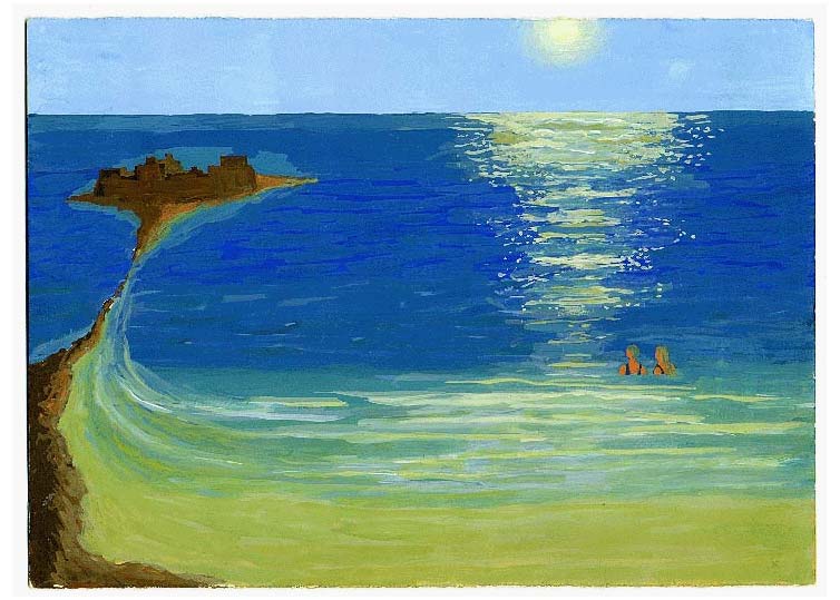 LES PLUS BELLES HEURES- Aout - 1995 - gouache / papier 25,5x19 cm - Série autobiographique "Les (…)